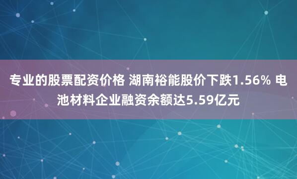 专业的股票配资价格 湖南裕能股价下跌1.56% 电池材料企业融资余额达5.59亿元